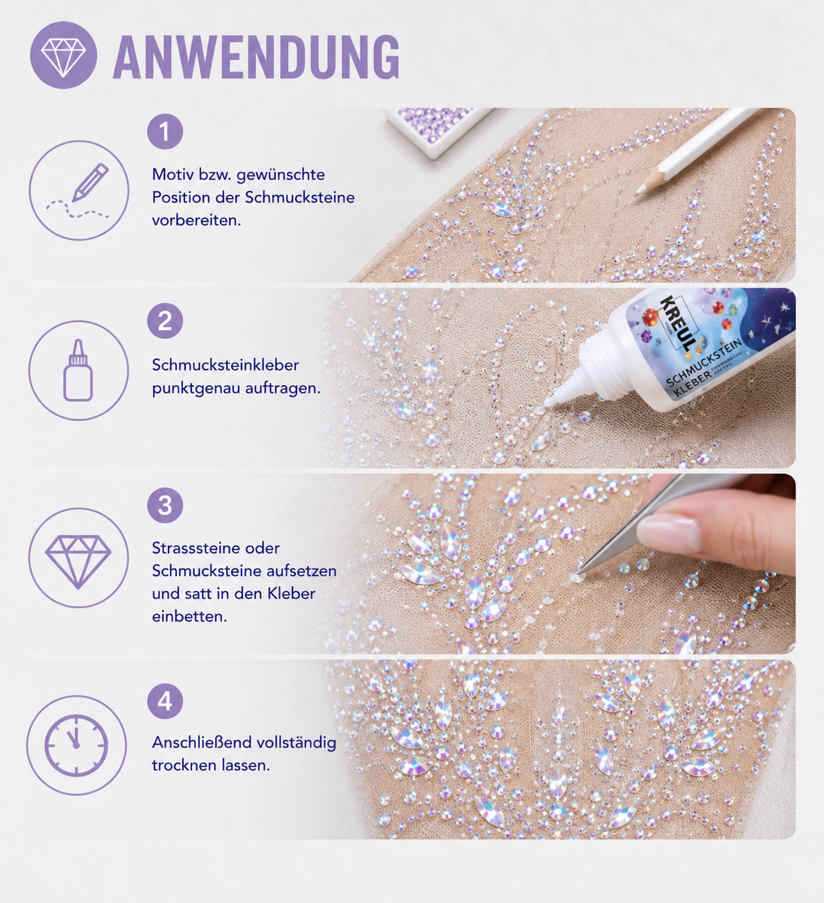 KREUL Schmucksteinkleber 125 ml – Kleber für Strasssteine & Schmucksteine